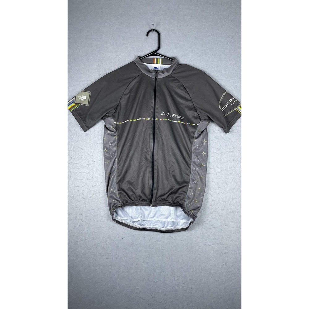 Voler Cycling Jersey Mens Medium‎ Gray Full Zip AIDS/LifeCycle 2012 USA Event